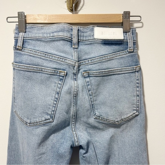 Re/Done 70s Stove Pipe Jeans Size 24 High Rise Mid 90s Color Button Fly Raw Hem - Picture 10 of 16